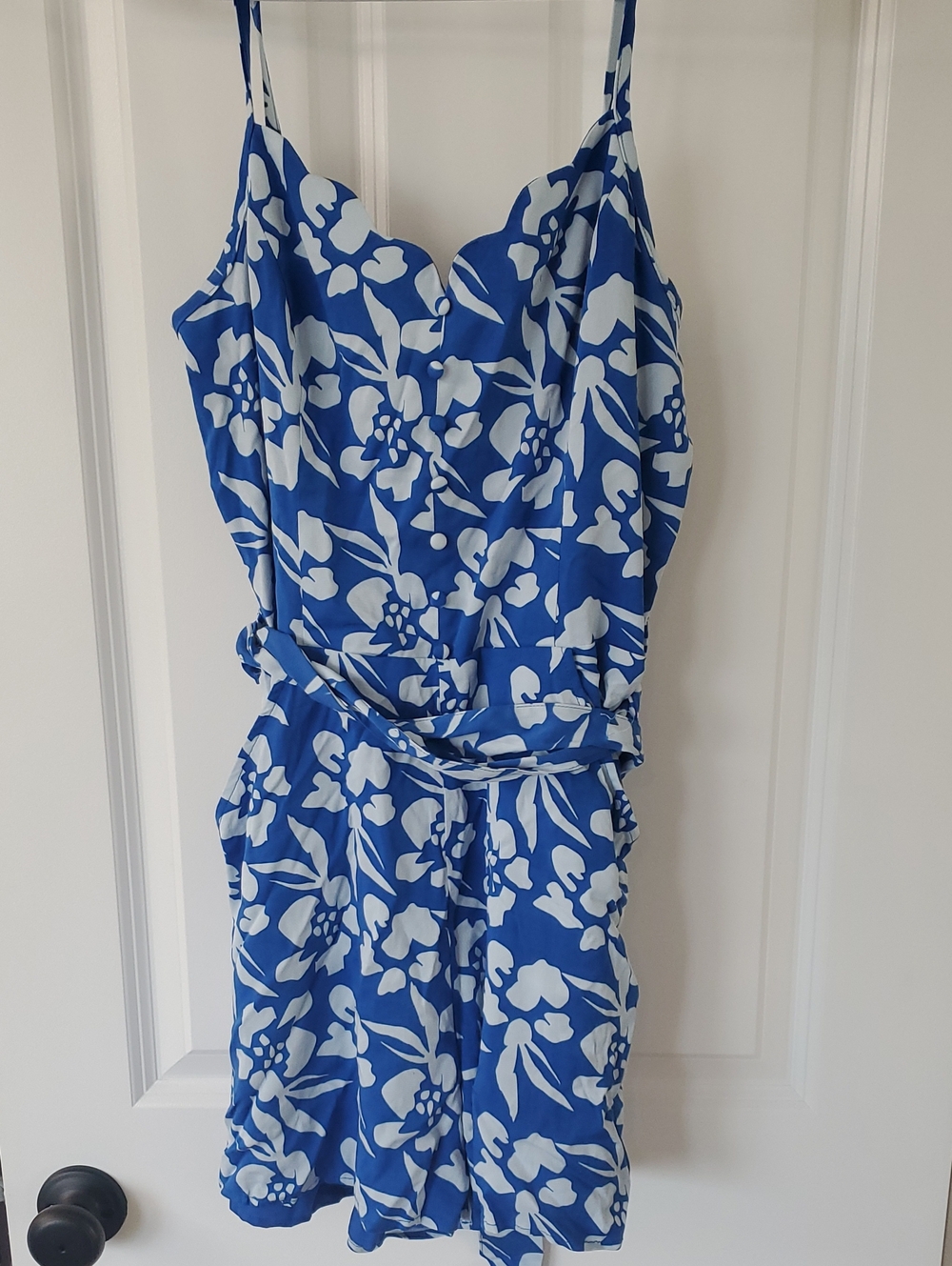 Market & Spruce Blue and White Floral Romper